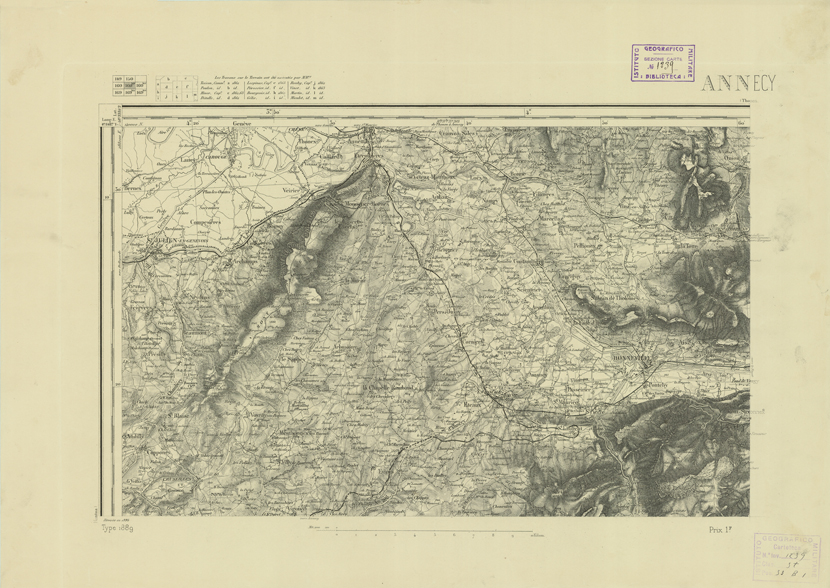 (N:22757) CARTE DE FRANCE - ANNENCY (B0019334) Carte e stampe antiche: riproduzione a colori su carta (formato A2)