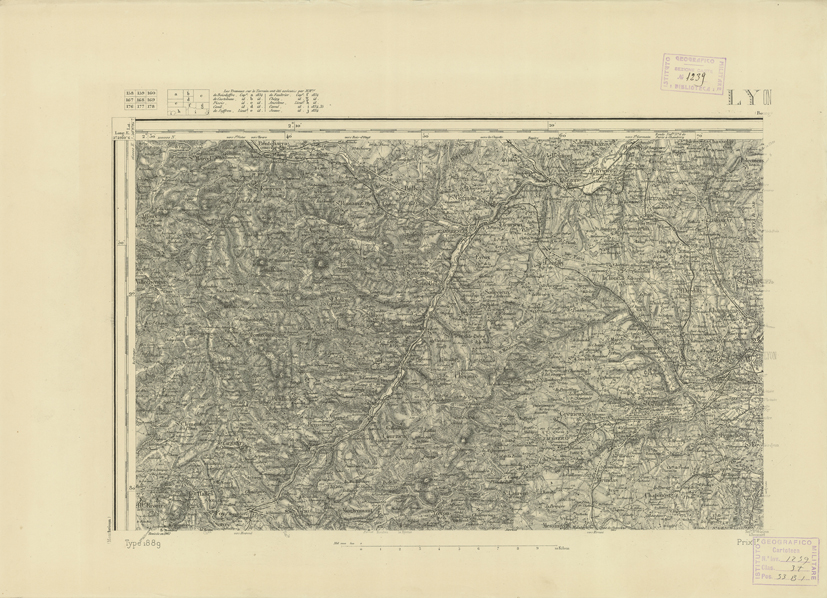 (N:22767) CARTE DE FRANCE - LYON (B0019344) Carte e stampe antiche: riproduzione a colori su carta (formato A2)