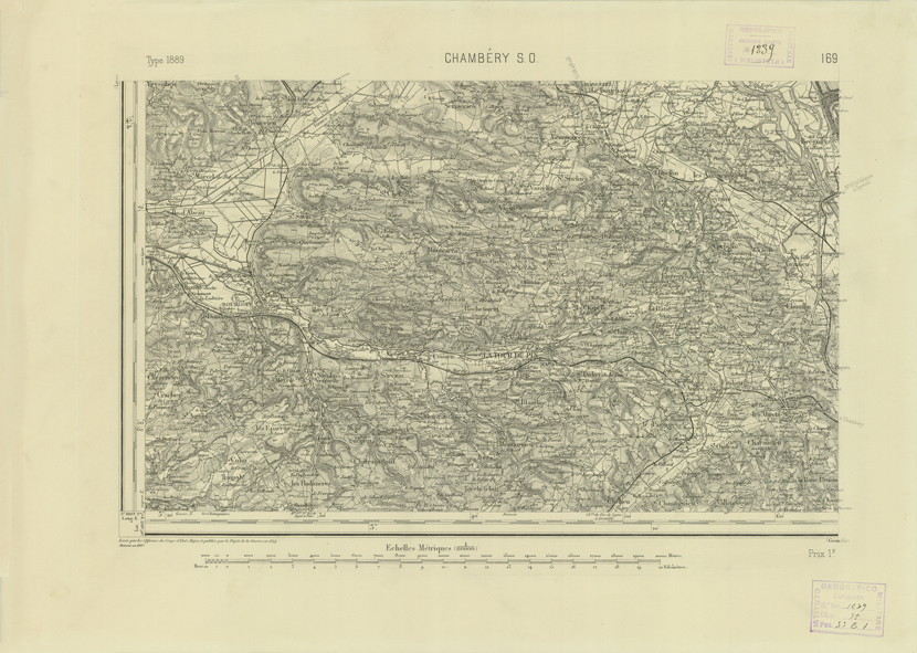 (N:22774) CARTE DE FRANCE - CHAMBERY S.O. (B0019351) Carte e stampe antiche: riproduzione a colori su carta (formato A2)
