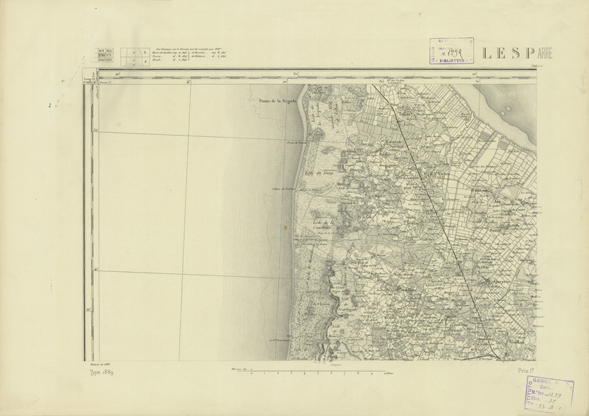 (N:22781) CARTE DE FRANCE - LESPARRE (B0019358) Carte e stampe antiche: riproduzione a colori su carta (formato A2)