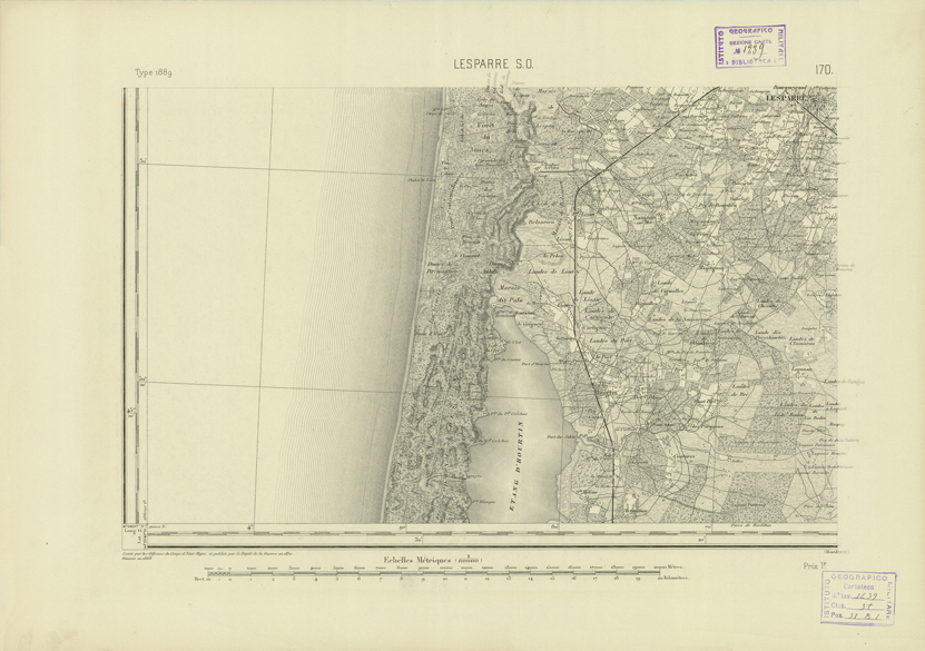 (N:22783) CARTE DE FRANCE - LESPARRE - S.O. (B0019361) Carte e stampe antiche: riproduzione a colori su carta (formato A2)