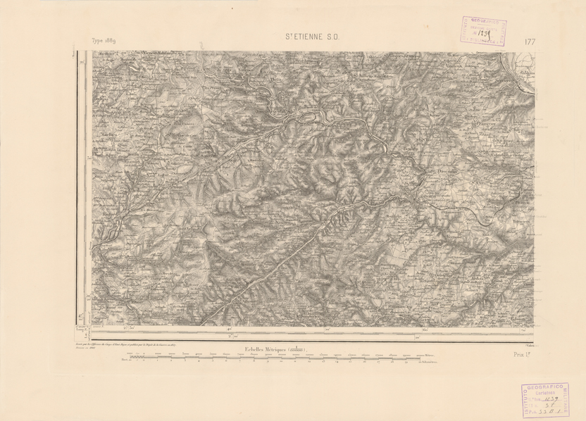 (N:22787) CARTE DE FRANCE - SAINT ETIENNE S.E (B0019365) Carte e stampe antiche: riproduzione a colori su carta (formato A2)