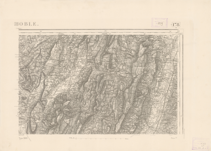 (N:22789) CARTE DE FRANCE - GRENOBLE (B0019367) Carte e stampe antiche: riproduzione a colori su carta (formato A2)