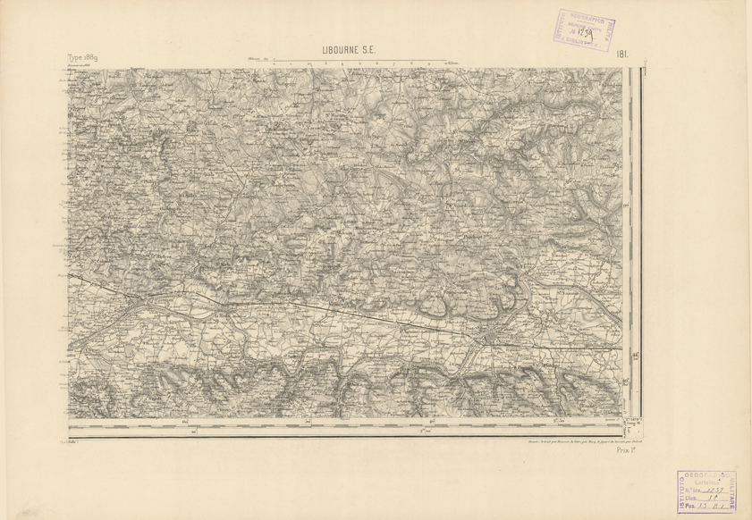(N:22803) CARTE DE FRANCE - LIBOURNE S.E. (B0019381) Carte e stampe antiche: riproduzione a colori su carta (formato A2)