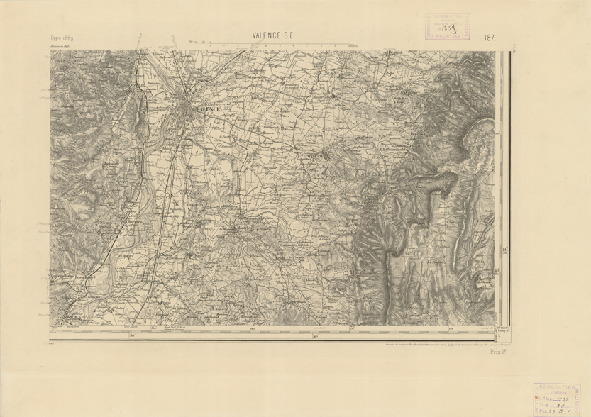 (N:22807) CARTE DE FRANCE - VALENCE S.E. (B0019385) Carte e stampe antiche: riproduzione a colori su carta (formato A2)