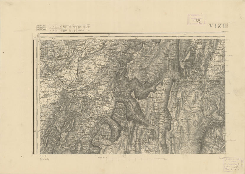 (N:22809) CARTE DE FRANCE - VIZILLE (B0019387) Carte e stampe antiche: riproduzione a colori su carta (formato A2)