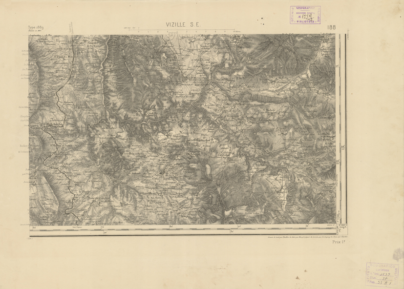 (N:22811) CARTE DE FRANCE - VIZILLE S.E. (B0019389) Carte e stampe antiche: riproduzione a colori su carta (formato A2)