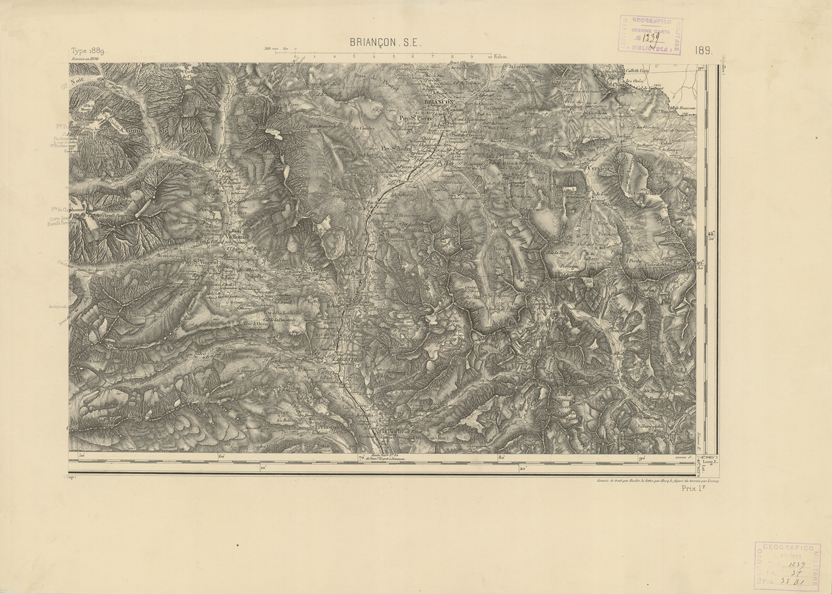 (N:22815) CARTE DEFRANCE - BRIANCON S.E. (B0019393) Carte e stampe antiche: riproduzione a colori su carta (formato A2)