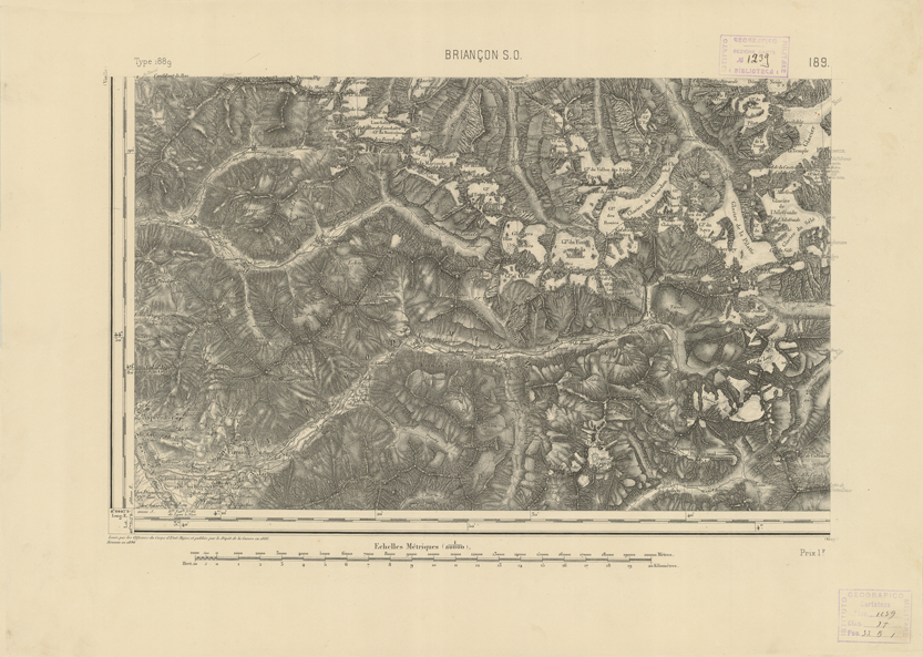 (N:22816) CARTE DE FRANCE - BRIANCON S.O. (B0019394) Carte e stampe antiche: riproduzione a colori su carta (formato A2)