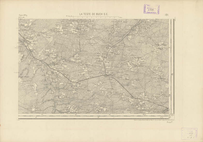 (N:22820) CARTE DE FRANCE - LA TESTE DE BUCH S.E. (B0019398) Carte e stampe antiche: riproduzione a colori su carta (formato A2)