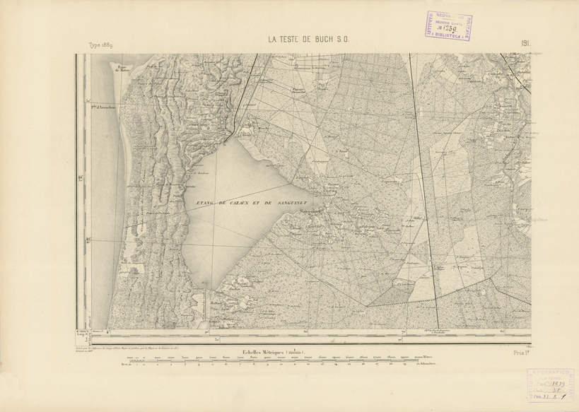 (N:22821) CARTE DE FRANCE - LA TESTE DE BUCH S.O. (B0019399) Carte e stampe antiche: riproduzione a colori su carta (formato A2)