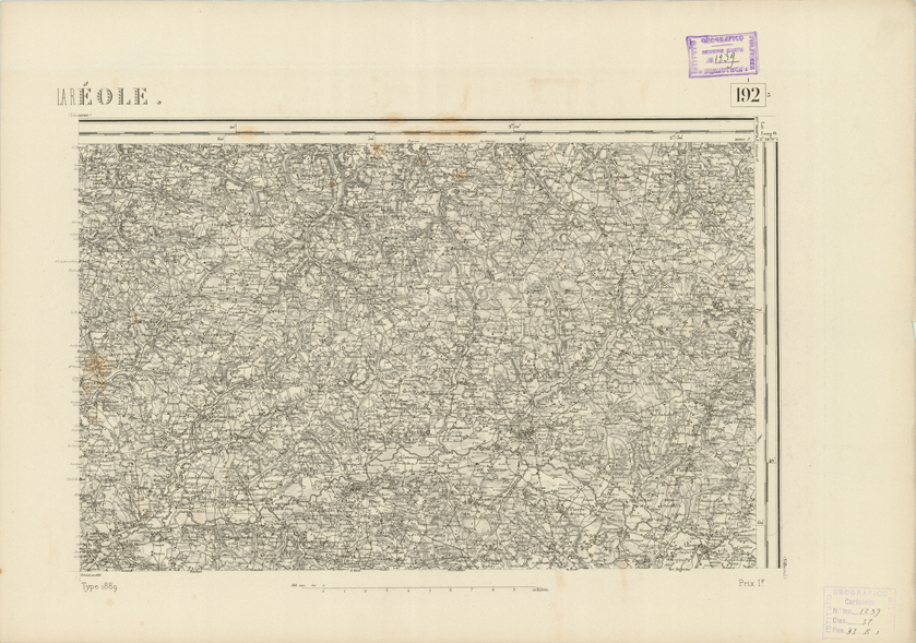 (N:22823) CARTE DE FRANCE - LA REOLE (B0019401) Carte e stampe antiche: riproduzione a colori su carta (formato A2)