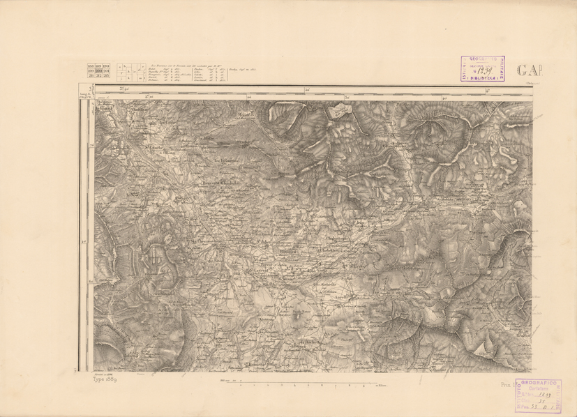 (N:22834) CARTE DE FRANCE - GAP (B0019412) Carte e stampe antiche: riproduzione a colori su carta (formato A2)