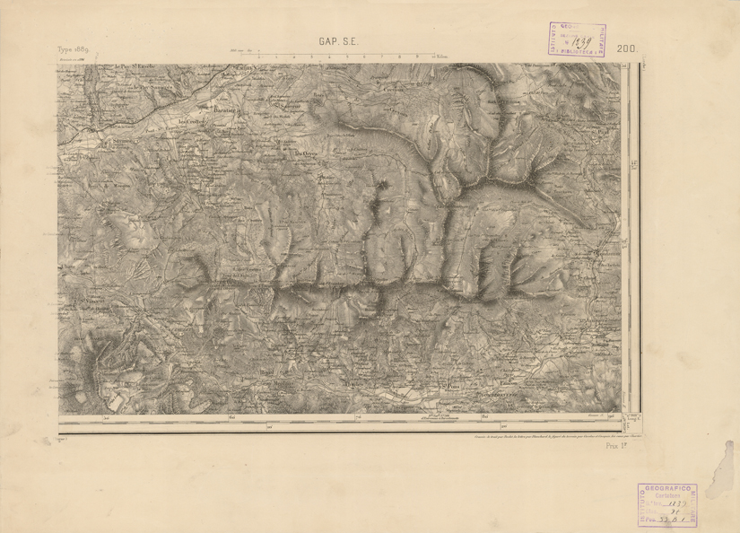 (N:22835) CARTE DE FRANCE - GAP S.E. (B0019414) Carte e stampe antiche: riproduzione a colori su carta (formato A2)