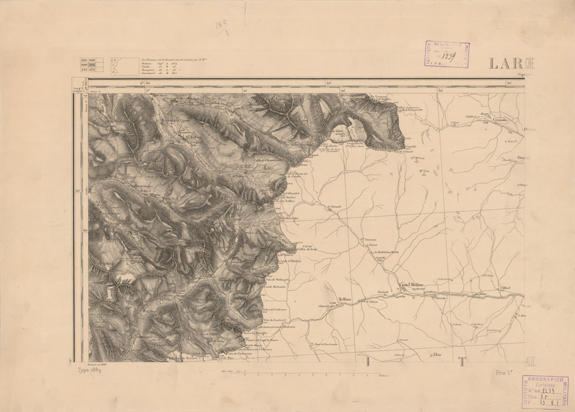 (N:22837) CARTE DE FRANCE - LARCHE (B0019416) Carte e stampe antiche: riproduzione a colori su carta (formato A2)