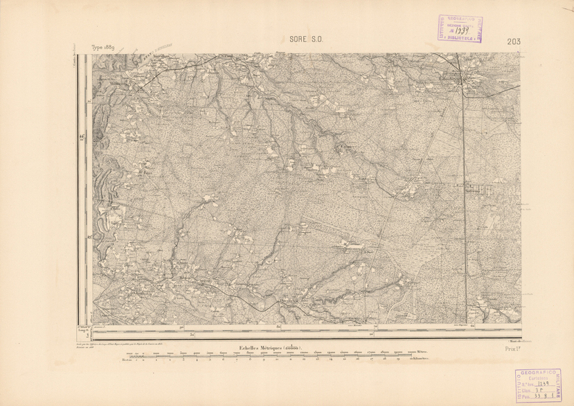 (N:22844) CARTE DE FRANCE - SORE S.O. (B0019423) Carte e stampe antiche: riproduzione a colori su carta (formato A2)