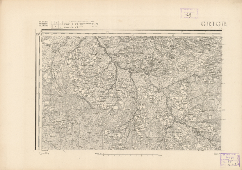 (N:22845) CARTE DE FRANCE - GRIGNOLS (B0019424) Carte e stampe antiche: riproduzione a colori su carta (formato A2)