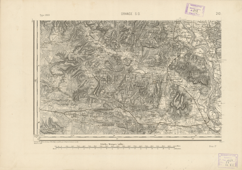 (N:22852) CARTE DE FRANCE - ORANGE S.O. (B0019431) Carte e stampe antiche: riproduzione a colori su carta (formato A2)
