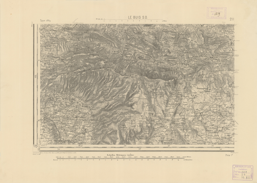 (N:22856) CARTE DE FRANCE - LE BUIS S.O. (B0019435) Carte e stampe antiche: riproduzione a colori su carta (formato A2)