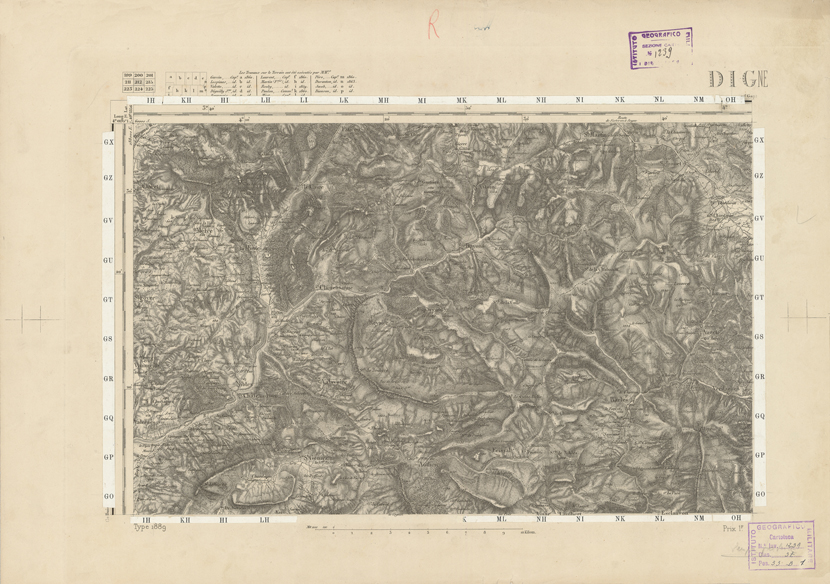 (N:22857) CARTE DE FRANCE - DIGNE (B0019436) Carte e stampe antiche: riproduzione a colori su carta (formato A2)