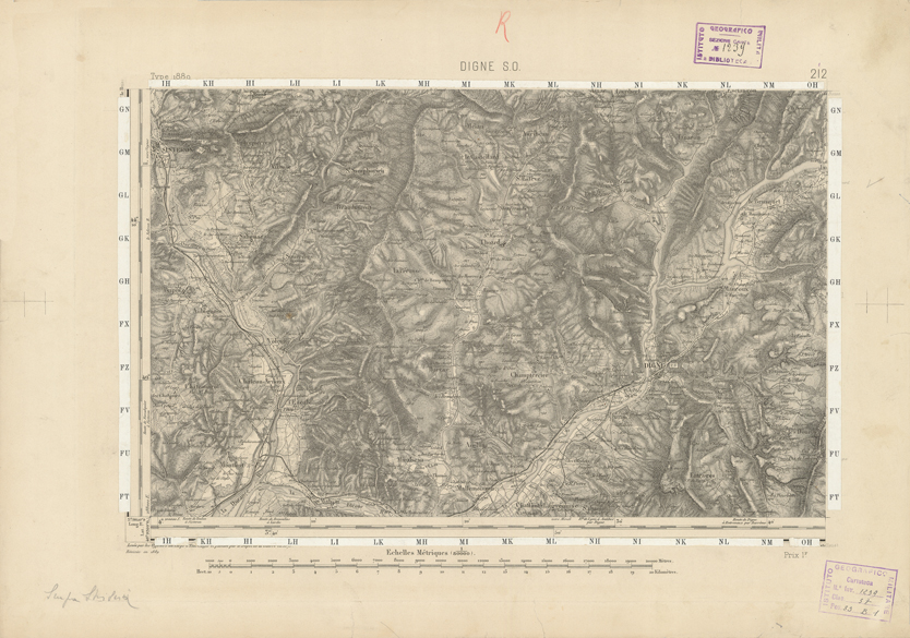 (N:22860) CARTE DE FRANCE - DIGNE S.O. (B0019439) Carte e stampe antiche: riproduzione a colori su carta (formato A2)