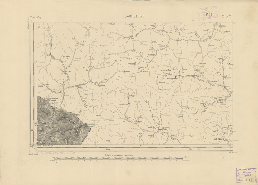 (N:22863) CARTE DE FRANCE - SAORGE S.O. (B0019443) Carte e stampe antiche: riproduzione a colori su carta (formato A2)