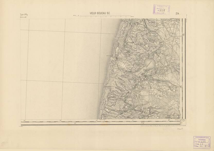 (N:22865) CARTE DE FRANCE - VIEUX BOUCAU S.E. (B0019445) Carte e stampe antiche: riproduzione a colori su carta (formato A2)
