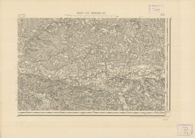 (N:22868) CARTE DE FRANCE - MONT DE MARSAN S.E. (B0019448) Carte e stampe antiche: riproduzione a colori su carta (formato A2)