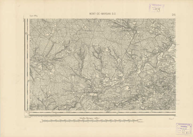(N:22869) CARTE DE FRANCE - MONT DE MARSAN S.O. (B0019449) Carte e stampe antiche: riproduzione a colori su carta (formato A2)