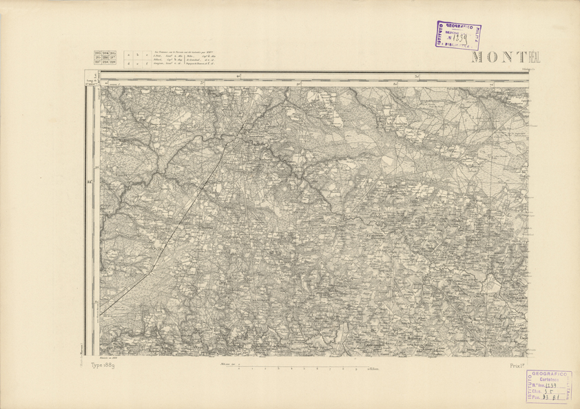(N:22870) CARTE DE FRANCE - MONTREAL (B0019450) Carte e stampe antiche: riproduzione a colori su carta (formato A2)
