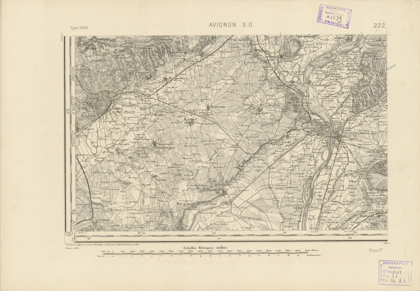 (N:22877) CARTE DE FRANCE - AVIGNON S.-O. (B0019457) Carte e stampe antiche: riproduzione a colori su carta (formato A2)