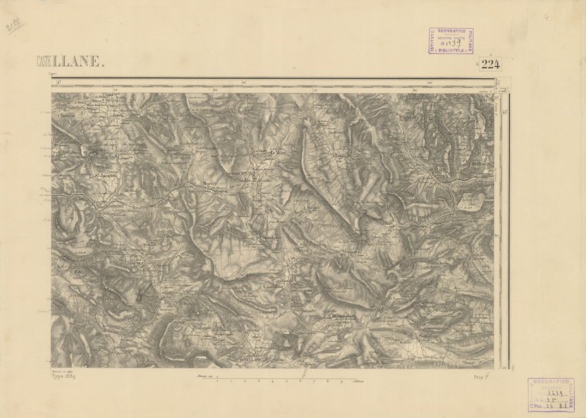 (N:22883) CARTE DE FRANCE - CASTELLANE (B0019463) Carte e stampe antiche: riproduzione a colori su carta (formato A2)