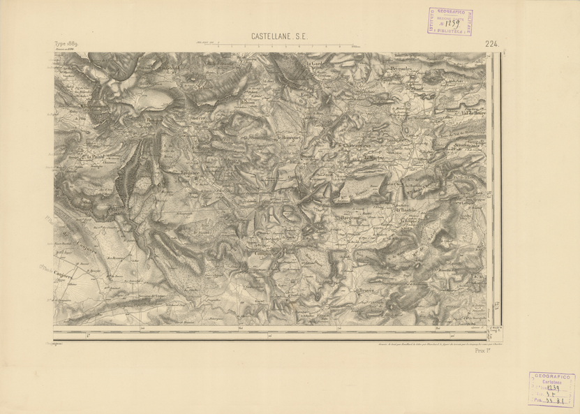 (N:22884) CARTE DE FRANCE - CASTELLANE S.E. (B0019464) Carte e stampe antiche: riproduzione a colori su carta (formato A2)