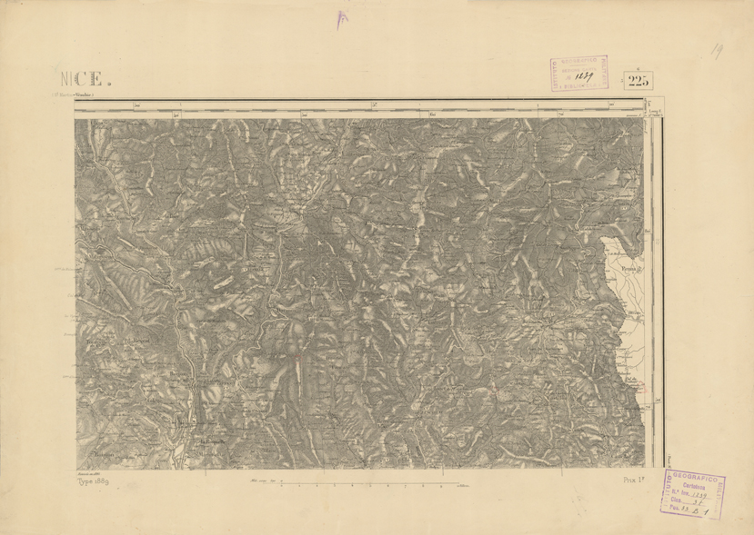 (N:22887) CARTE DE FRANCE - NICE (B0019467) Carte e stampe antiche: riproduzione a colori su carta (formato A2)