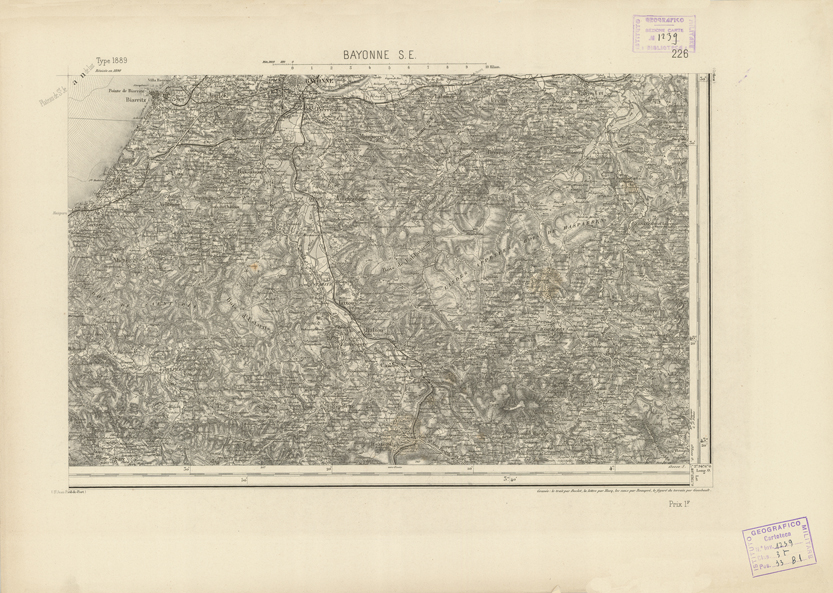(N:22894) CARTE DE FRANCE - BAYONNE S.E. (B0019473) Carte e stampe antiche: riproduzione a colori su carta (formato A2)