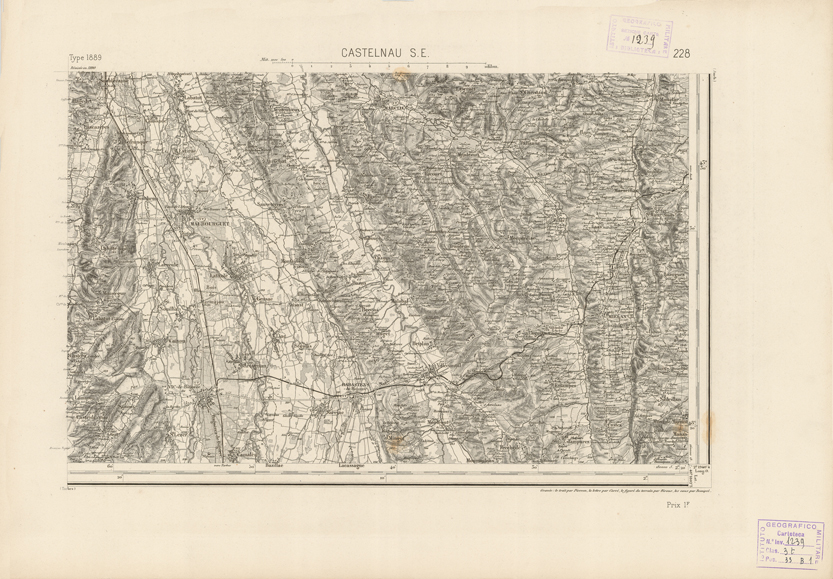 (N:22900) CARTE DE FRANCE - CASTELNAU S.E. (B0019481) Carte e stampe antiche: riproduzione a colori su carta (formato A2)