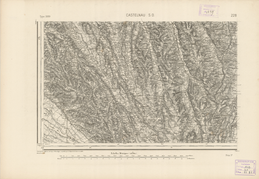 (N:22901) CARTE DE FRANCE - CASTELNAU S.O. (B0019482) Carte e stampe antiche: riproduzione a colori su carta (formato A2)
