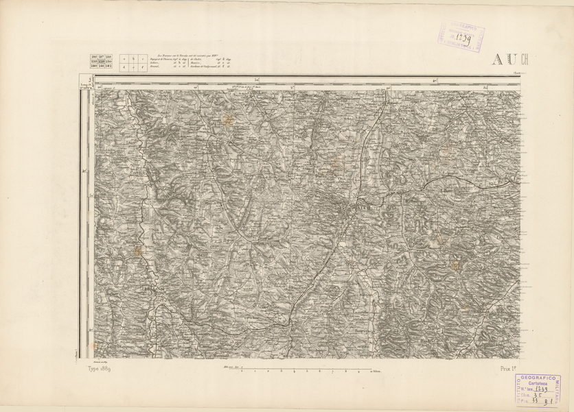 (N:22902) CARTE DE FRANCE - AUCH (B0019483) Carte e stampe antiche: riproduzione a colori su carta (formato A2)