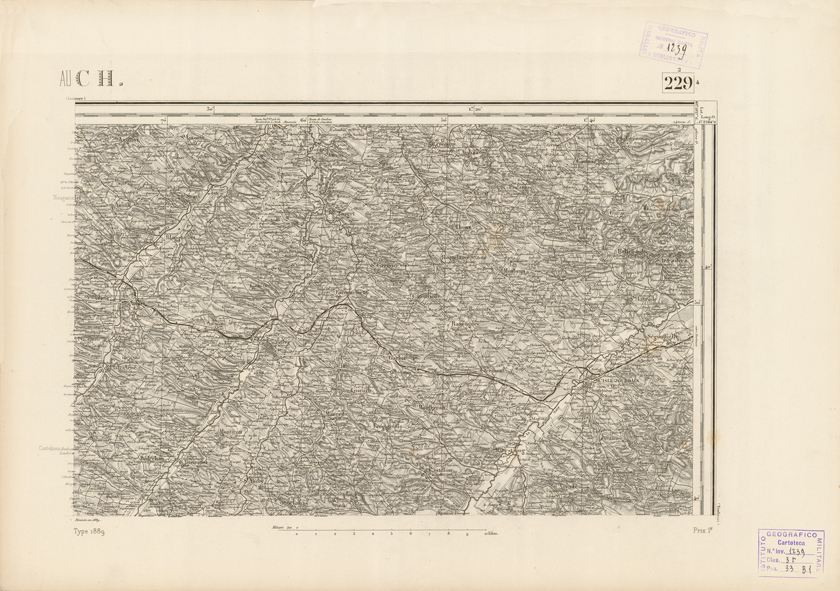 (N:22903) CARTE DE FRANCE - AUCH (B0019484) Carte e stampe antiche: riproduzione a colori su carta (formato A2)