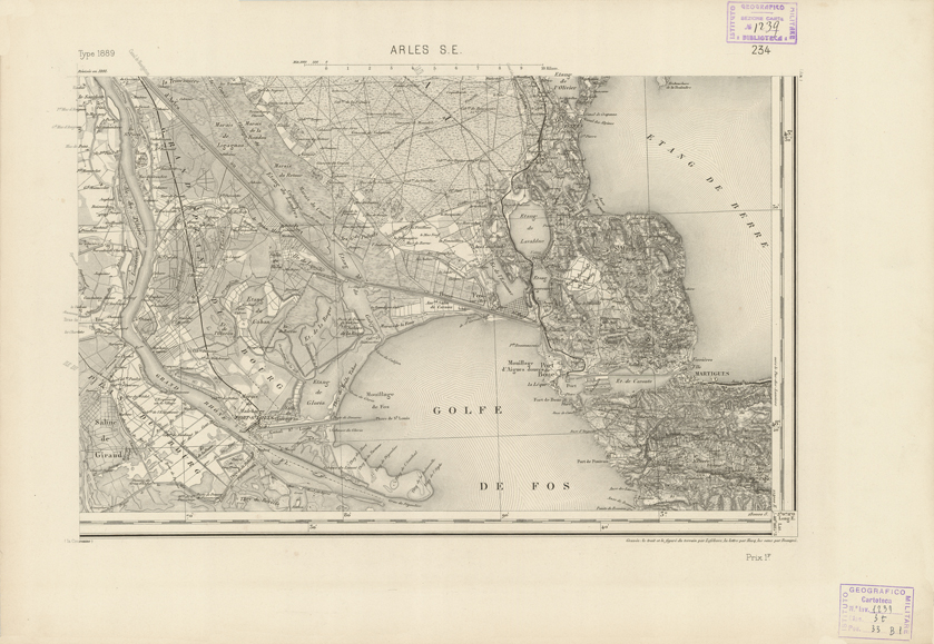 (N:22920) CARTE DE FRANCE - ARLES S.E. (B0019501) Carte e stampe antiche: riproduzione a colori su carta (formato A2)