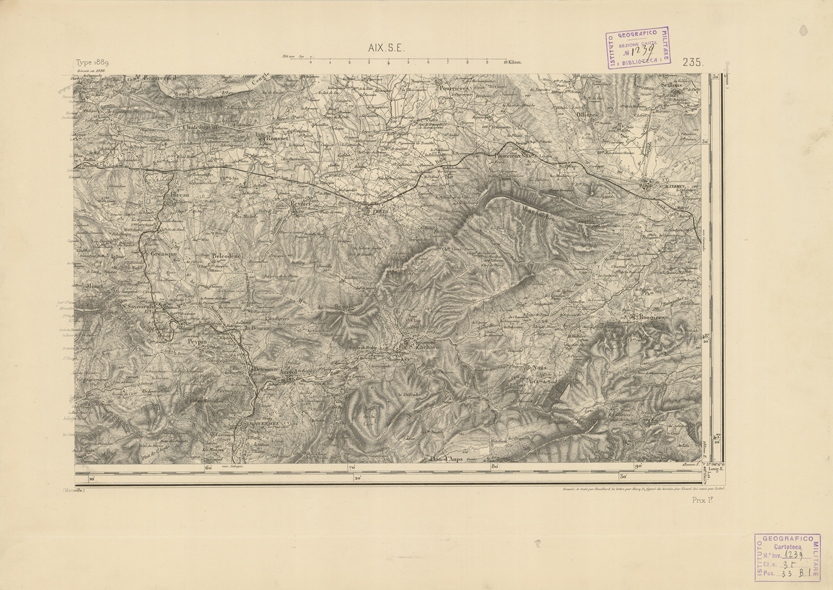 (N:22924) CARTE DE FRANCE - AIX S.E. (B0019505) Carte e stampe antiche: riproduzione a colori su carta (formato A2)