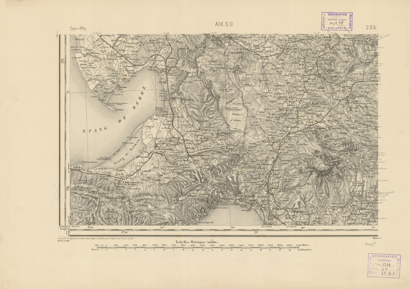 (N:22925) CARTE DE FRANCE- AIX S.O. (B0019506) Carte e stampe antiche: riproduzione a colori su carta (formato A2)