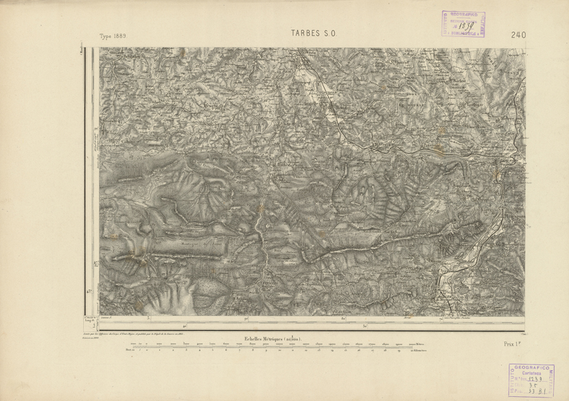 (N:22940) CARTE DE FRANCE - TARBES S.O. (B0019521) Carte e stampe antiche: riproduzione a colori su carta (formato A2)
