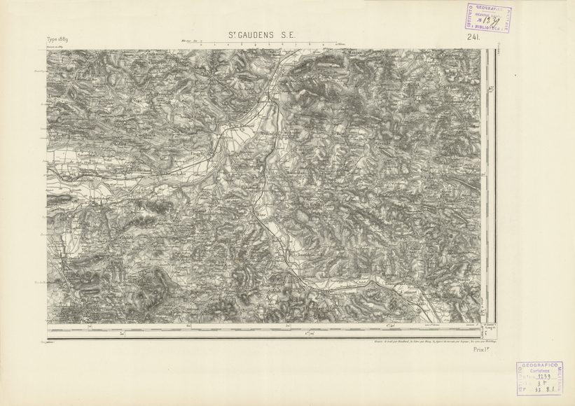 (N:22943) CARTE DE FRANCE - SAINT GAUDENS S.E. (B0019524) Carte e stampe antiche: riproduzione a colori su carta (formato A2)