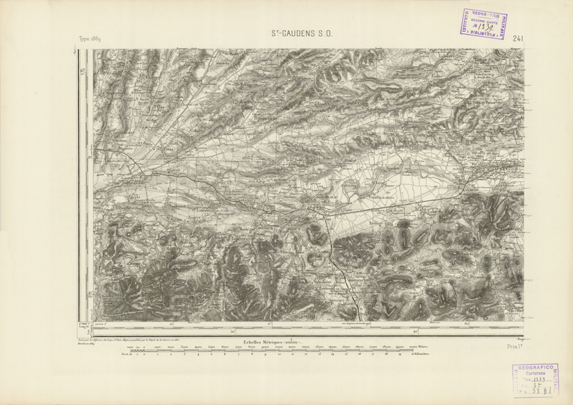 (N:22944) CARTE DE FRANCE - SAINT GAUDENS (B0019525) Carte e stampe antiche: riproduzione a colori su carta (formato A2)