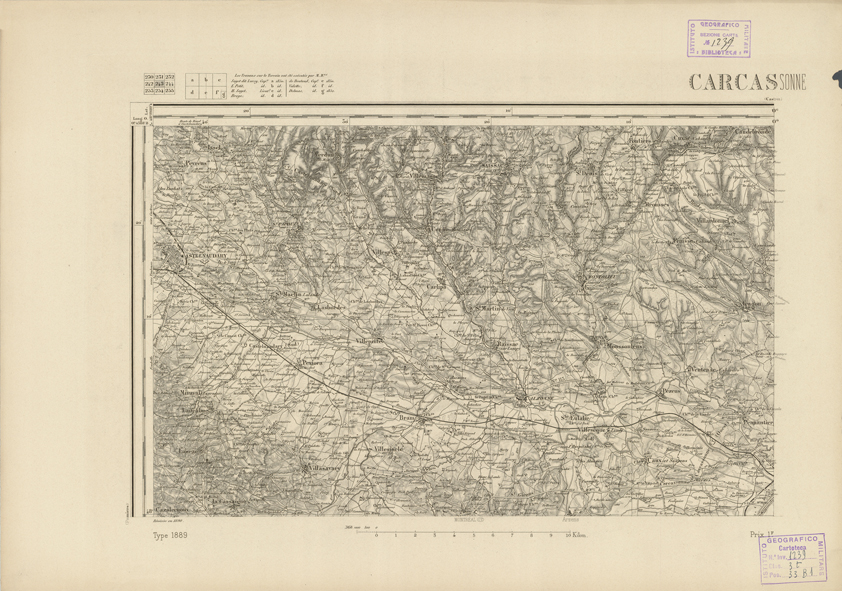 (N:22945) CARTE DE FRANCE - CARCASSONNE (B0019526) Carte e stampe antiche: riproduzione a colori su carta (formato A2)