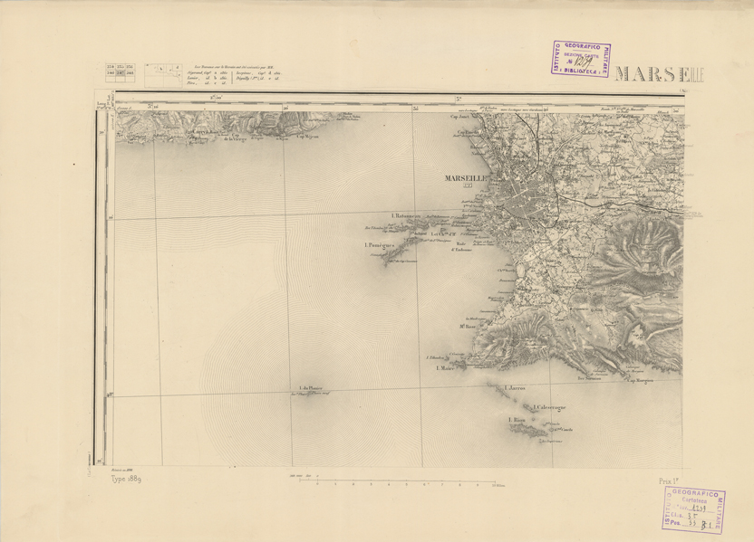 (N:22956) CARTE DE FRANCE - MARSEILLE (B0019537) Carte e stampe antiche: riproduzione a colori su carta (formato A2)
