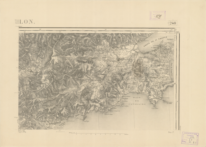 (N:22960) CARTE DE FRANCE - TOULON (B0019541) Carte e stampe antiche: riproduzione a colori su carta (formato A2)