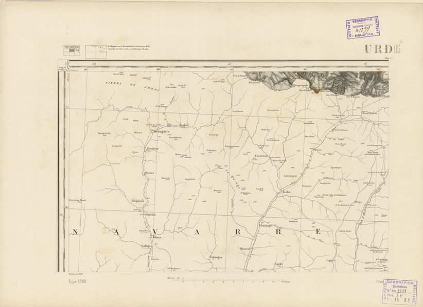 (N:22964) CARTE DE FRANCE - URDOS (B0019545) Carte e stampe antiche: riproduzione a colori su carta (formato A2)