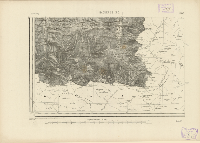 (N:22973) CARTE DE FRANCE - BAGENRES DE LUCHON S.O. (B0019554) Carte e stampe antiche: riproduzione a colori su carta (formato A2)